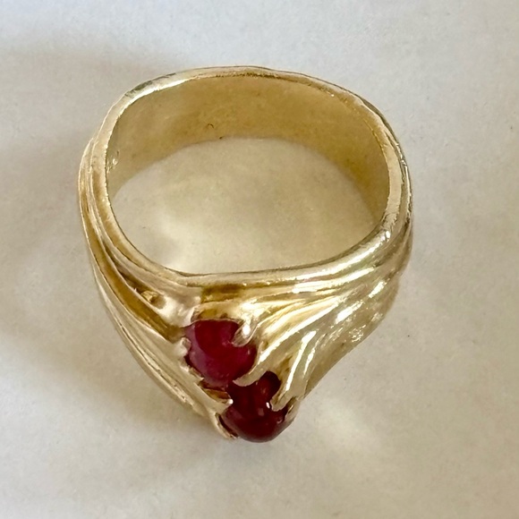JAMES AVERY - SOLID 14K WIDE SWIRL RING WITH RUBY CABOCHONS - SIZE 6.5 - Picture 8 of 16